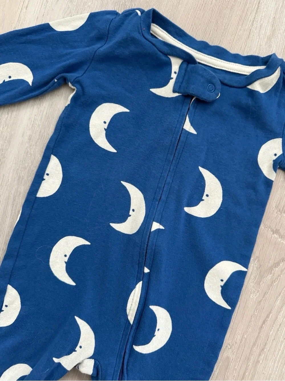 Navy Moon-Print Infant One-Piece Pajama